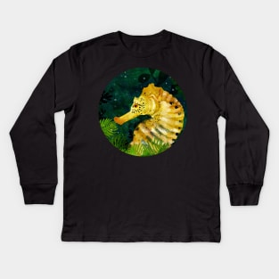 Yellow Seahorse Kids Long Sleeve T-Shirt